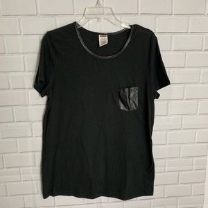 Victoria’s Secret PINK Black Tee Shirt Mesh Pocket